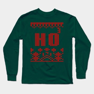 1980s Ugly Holiday Christmas Sweater Nordic Ho Ho Ho Long Sleeve T-Shirt